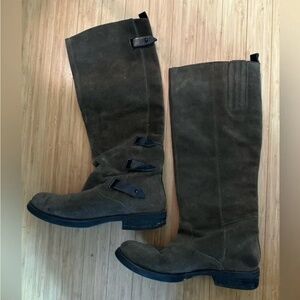 Guess Khaki Green Brown Genuine Suede Knee-High Boots (6.5)